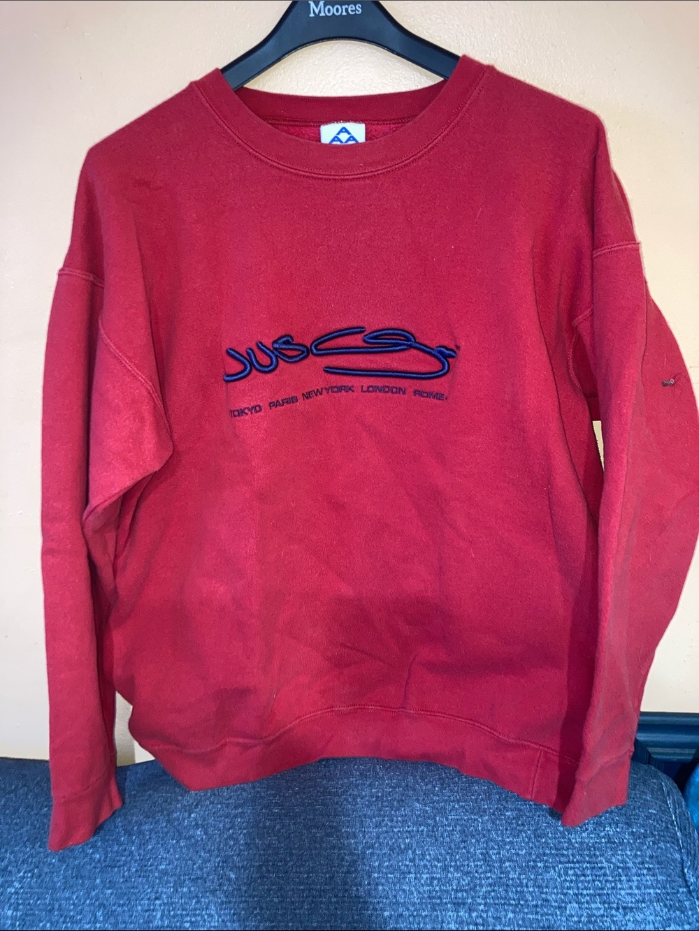 Y2K Alstyle apparel and activewear Crewneck Sweatshirt with Navy Logo Embroidery